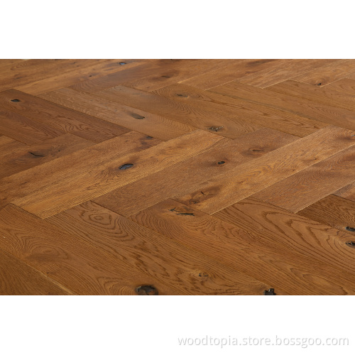 Warna coklat gelap berwarna oak antik herringbone desa